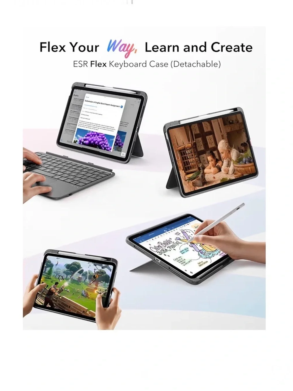 Gen Flex Ultra-Light thin Magnetic🧲Detachable Keyboard Case for iPad📱